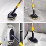 Anubhav Janni 3 In 1 Long Handle Cleaning Brush Arrow Bathroom Handle Hard Bristles Microfiber Pad Scrubber Combo Tiles Floor Toilet Window Glass Extendable Pole Bathroom Kitchen (Pack Of 1 Pcs) - Image 2