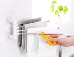 Anubhav Janni 4 Bar Towel Rack Foldable Holder With Swing Arms Wall Mounted Adhesive Stainless Steel Rods Rust Resistant Space Saving Organizer For Bathroom Kitchen Folding Rack (Pack Of 1 Pcs) - Image 4