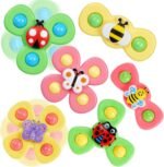 Anubhav Janni Suction Cup Spinner Top Toys 6 Pieces Bee Butterfly Ladybug Cute Animals for Baby Bathing Rotating Cups Children, Sensory Children Strong Fidget Bath 12 18 Months(pack of 1)