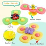 Anubhav Janni Suction Cup Spinner Top Toys 6 Pieces Bee Butterfly Ladybug Cute Animals for Baby Bathing Rotating Cups Children, Sensory Children Strong Fidget Bath 12 18 Months(pack of 1) - Image 2