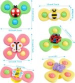 Anubhav Janni Suction Cup Spinner Top Toys 6 Pieces Bee Butterfly Ladybug Cute Animals for Baby Bathing Rotating Cups Children, Sensory Children Strong Fidget Bath 12 18 Months(pack of 1) - Image 3