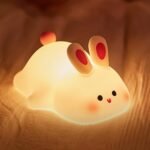 Anubhav Janni Children's Night Light 7 Colours LED Bedside Lamp with Timer USB Silicone Nursing Children Dimmable Portable Touch for Room Decoration Sleeping Cute Rabbit up Bunny (pack of 1) - Image 2