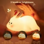 Anubhav Janni Children's Night Light 7 Colours LED Bedside Lamp with Timer USB Silicone Nursing Children Dimmable Portable Touch for Room Decoration Sleeping Cute Rabbit up Bunny (pack of 1) - Image 3