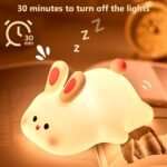 Anubhav Janni Children's Night Light 7 Colours LED Bedside Lamp with Timer USB Silicone Nursing Children Dimmable Portable Touch for Room Decoration Sleeping Cute Rabbit up Bunny (pack of 1) - Image 4