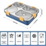 Anubhav Janni Stainless Steel Lunch Box with Compartments Leakproof Bento for Office School Food Grade Tiffin Soup Bowl Spoon Chopsticks Leakage Proof 4 and Utensils(Multicolour)(pack of 1) - Image 5
