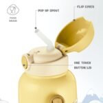 Anubhav Janni Steel Indus Insulated500 ml Water Bottle with Straw for Kids Leak Proof Flip Top Sipper Lid School Picnic Easy to Carry Belt Cream Stainless Insulated Flask 500ml Doubl(pack of 1) - Image 2