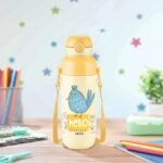 Anubhav Janni Steel Indus Insulated500 ml Water Bottle with Straw for Kids Leak Proof Flip Top Sipper Lid School Picnic Easy to Carry Belt Cream Stainless Insulated Flask 500ml Doubl(pack of 1) - Image 4