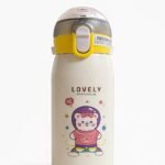 Anubhav Janni Dream Insulated hot Cold Stainless Steel Water Sipper 530ml Kids Bottle with Straw, Cute Cartoon Character Design Push Button Lid Carry Strap(pack of 1)