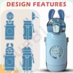 Anubhav Janni Kids Water Bottle Stainless Steel Bottle for Kids Hot and Cold 530 ML Cute with Straw Leather Cover Strap ML(pack of 1) - Image 3