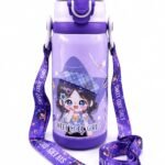 Anubhav Janni Princess Theme Hot Cold Water Bottle 450 ML Double Walled Flask Vacuum Insulated Stainless Steel Bottles Dual Cap with Straw Wide Mouth 450ml For Cute Thermos (pack of 1)