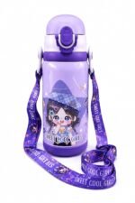 Anubhav Janni Princess Theme Hot Cold Water Bottle 450 ML Double Walled Flask Vacuum Insulated Stainless Steel Bottles Dual Cap with Straw Wide Mouth 450ml For Cute Thermos (pack of 1)