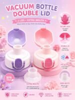 Anubhav Janni Princess Theme Hot Cold Water Bottle 450 ML Double Walled Flask Vacuum Insulated Stainless Steel Bottles Dual Cap with Straw Wide Mouth 450ml For Cute Thermos (pack of 1) - Image 3