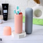 Anubhav Janni Travel Toothbrush Holder Capsule Shape Case Portable Toothpaste Storage Box Plastic For Bathroom Dental Hygiene Compact Kit Home Office Gym Trips (Set Of 2 Pcs) - Image 3