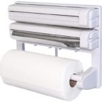 Anubhav Janni Tripple Paper Dispenser Kitchen Triple Holder Wrap Center Holds Silver Foil Plastic Wrap Towels Roll Foil Cling Film Tissue Wall Mounted Stand Foil Cling Stand (Pack Of 1 Pcs)
