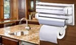 Anubhav Janni Tripple Paper Dispenser Kitchen Triple Holder Wrap Center Holds Silver Foil Plastic Wrap Towels Roll Foil Cling Film Tissue Wall Mounted Stand Foil Cling Stand (Pack Of 1 Pcs) - Image 5