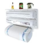 Anubhav Janni Tripple Paper Dispenser Kitchen Triple Holder Wrap Center Holds Silver Foil Plastic Wrap Towels Roll Foil Cling Film Tissue Wall Mounted Stand Foil Cling Stand (Pack Of 1 Pcs) - Image 6