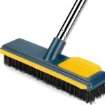 Anubhav Janni 2 In 1 Floor Scrub Brush With Comb with Squeegee Teetch Srubber Long Handle Cleaning Brushes Bathroom Tile Grout Kitchen Grout Tile Bathroom Shower Patio Kitchen (Pack Of 1 Pcs)