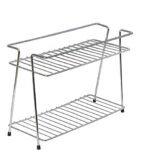 Anubhav Janni Ss 2 Layer Kitchen Masala Spice Rack With Big Size Stainless Steel Modular Storage Organizer Multipurpose Shelf Tiered Corner Container Kitchen Home Basket Tabletop (Pack Of 1 Pcs)