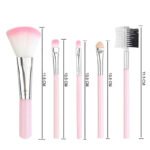 Anubhav Janni Makeup Brush Set For Face And Eye Soft Bristles Cosmetic Brushes Kit Foundation Powder Blush Eyeshadow Portable Tools Bristle Pink For Women Girls Professional (Pack Of 1 Pcs , 5) - Image 5
