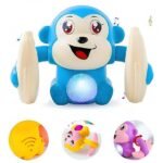 Dancing Monkey Toy for Kids Rolling Banana Musical 360 Spinning Tumbling with Sound Light Voice Control Touch Sensor On Best Gift (Multicolor) (Pack of 1Pcs)