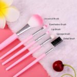 Anubhav Janni Makeup Brush Set For Face And Eye Soft Bristles Cosmetic Brushes Kit Foundation Powder Blush Eyeshadow Portable Tools Bristle Pink For Women Girls Professional (Pack Of 1 Pcs , 5) - Image 7
