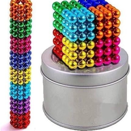 Magnetic Balls New Trending 216 Pcs Ball Toys for Kids - Educational Learning - New Trending 6x6 Cube with 6 Colors 5mm Balls with Metal Storage Tin (5mm Size) (1) (Pack of 1)