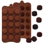 Anubhav Janni Mix Shape Silicone Chocolate Mold Moulds Heart Flower Candy Molds For Chocolate Jelly Gummies Flexible Non Stick Reusable Baking Trays Mini DIY Sweets (Pack Of 1 Pcs)