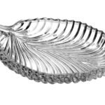 Anubhav Janni Fruit Pan Shape Plate Transparent Crystal Lightweight Durable Leaf Clear Glass Chocolates Gift  Decor Antique Platter Fruits Living Room (Pack Of 1 Pcs)