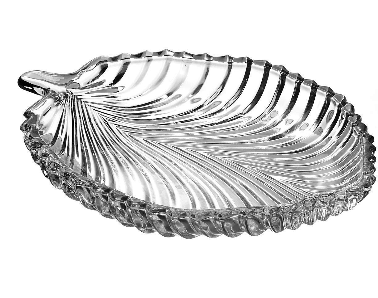 Anubhav Janni Fruit Pan Shape Plate Transparent Crystal Lightweight Durable Leaf Clear Glass Chocolates Gift Decor Antique Platter Fruits Living Room (Pack Of 1 Pcs) Anubhav Janni Fruit Pan Shape Plate Transparent Crystal Lightweight Durable Leaf Clear Glass Chocolates Gift Decor Antique Platter Fruits Living Room (Pack Of 1 Pcs) - Image 1