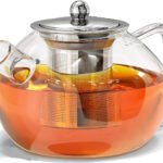 Anubhav Janni Round Green Tea Kettle 1 Lit Glass Teapot Infuser Borosilicate Loose Leaf Blooming Stovetop Microwave Safe Removable Infusion Clear Pot Gas Stove Flame Proof Tea (Pack Of 1 Pcs)