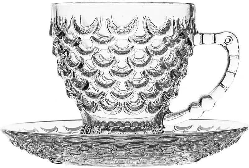 Anubhav Janni Pineapple Tea Cup And Saucer Crystal Clear Fancy Bubble Design Chocolate Coffee Tea Home Hot Cold Drinks Beverages Pattern With Saucers Glass (Set Of 6 Pcs) Anubhav Janni Pineapple Tea Cup And Saucer Crystal Clear Fancy Bubble Design Chocolate Coffee Tea Home Hot Cold Drinks Beverages Pattern With Saucers Glass (Set Of 6 Pcs) - Image 1