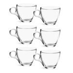 Anubhav Janni Classics Tea Cup Glass Cups Transparent Coffee For Home Office Kitchen Cafe Hotel Crystal Clear Classic And Saucer Each Espresso Cappuccino (Set Of 6 Pcs)