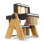Anubhav Janni Revolving Rotating Wooden Wheel Spice Rack Kitchen Plastic Container Holder Organizer Degree Jars Design Storage Perfect Organization Easy Jar Convenient Stylish (Pack Of 1 Pcs)