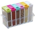 Anubhav Janni Crystal Spice Seasoning Rack Lid Container Set Box Pepper Salt Jar See Through Kitchen Dining Storage Containers Herbs Elegant Perfect Organization Decorative Jars (Pack Of 1 Pcs)
