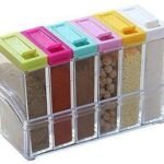 Anubhav Janni Crystal Spice Seasoning Rack Lid Container Set Box Pepper Salt Jar See Through Kitchen Dining Storage Containers Herbs Elegant Perfect Organization Decorative Jars (Pack Of 1 Pcs)