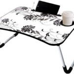Anubhav Janni White Flower Laptop Table Printed Carton Multipurpose Foldable Study Wooden Writing Desk Bed Sofa Floor Portable Students Home Office Work Table Breakfast Portable(Pack Of 1 Pcs)