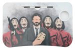 Anubhav Janni Money Heist Laptop Table Printed Carton Multipurpose Foldable Study Wooden Writing Desk Bed Sofa Floor Portable Students Home Office Work Table Blue Laptop Table (Pack Of 1 Pcs)