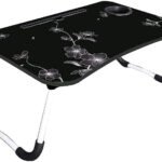 Anubhav Janni Black Flower Printed Laptop Table Multipurpose Foldable Study Wooden Writing Desk Bed Sofa Floor Portable Students Home Office Work Table Blue Laptop Table School (Pack Of 1 Pcs)