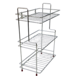 Anubhav Janni Ss L Shape Multipourpose Trolly Stainless Steel Multipurpose Kitchen Rack Storage Shelf Cutlery Storage Rack/Dish Rack Basket Boxes Utensils Dishes Plates Home (Pack Of 1 Pcs)