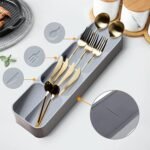 Anubhav Janni Spoon Tray Spoon Stand Utensils Organiser Plastic Compact Cutlery Organizer Racks Holders Kitchen Knife Fork Storage Holder Cutlery Tray Drawer Dish Rack (Pack Of 1 Pcs) - Image 2