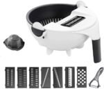 Anubhav Janni 9 In 1 Multi Function Rotate Vegetable Cutter Plastic In Multifunction Magic With Drain Basket Shredder Potato Slicer Kitchen Tool Blades Chopper Veggie Shredder (Pack Of 1 Pcs)