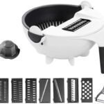 Anubhav Janni 9 In 1 Multi Function Rotate Vegetable Cutter Plastic In Multifunction Magic With Drain Basket Shredder Potato Slicer Kitchen Tool Blades Chopper Veggie Shredder (Pack Of 1 Pcs)