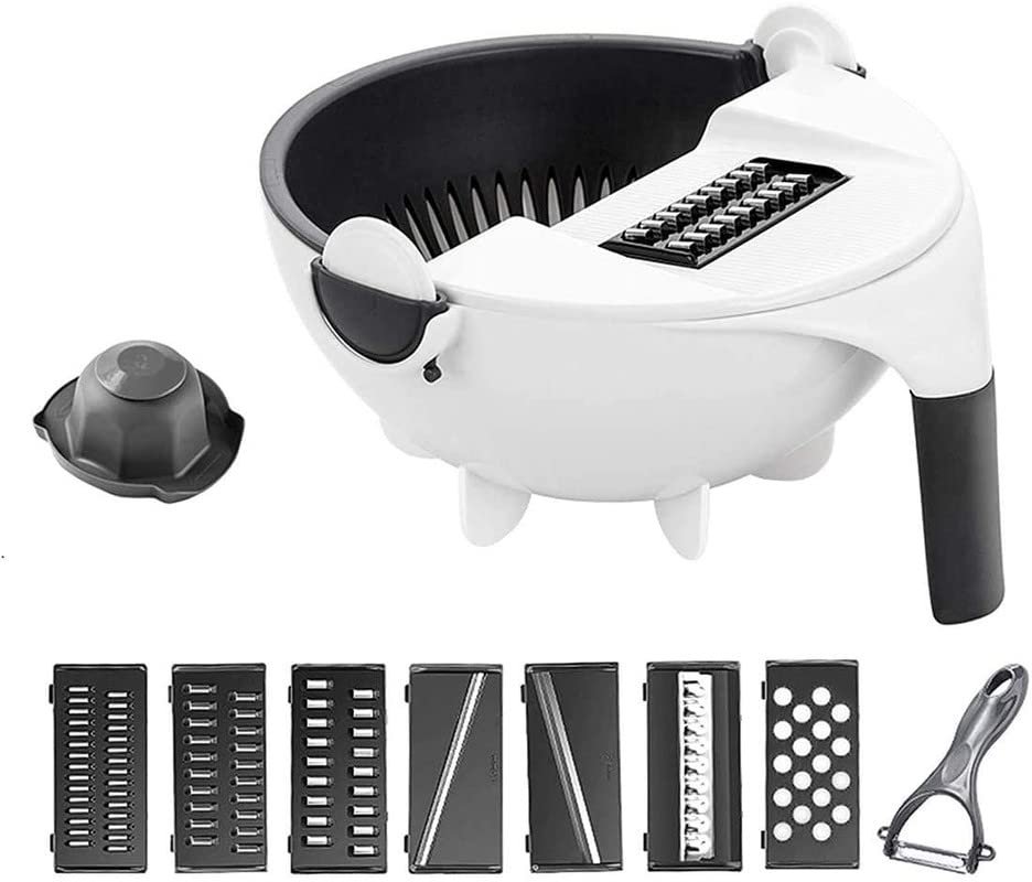 Anubhav Janni 9 In 1 Multi Function Rotate Vegetable Cutter Plastic In Multifunction Magic With Drain Basket Shredder Potato Slicer Kitchen Tool Blades Chopper Veggie Shredder (Pack Of 1 Pcs) Anubhav Janni 9 In 1 Multi Function Rotate Vegetable Cutter Plastic In Multifunction Magic With Drain Basket Shredder Potato Slicer Kitchen Tool Blades Chopper Veggie Shredder (Pack Of 1 Pcs) - Image 1