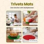 Anubhav Janni Kitchen Silicone Trivets Mat Mats Hot Mats For Dining Table Mat Utensils Heat Resistant Non Slip Trivet Mats Food Grade Silicon (Set Of 4 Pcs) - Image 6