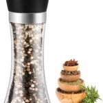 Anubhav Janni Glass Salt Pepper Grinder And Mill Set Bottle With Adjustable Coarseness Refillable Spice For Home Kitchen Cooking Barbecue Party Everyday Meal Seasoning (Pack Of 1 Pcs)