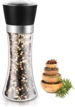 Anubhav Janni Glass Salt Pepper Grinder And Mill Set Bottle With Adjustable Coarseness Refillable Spice For Home Kitchen Cooking Barbecue Party Everyday Meal Seasoning (Pack Of 1 Pcs)