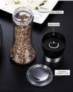Anubhav Janni Glass Salt Pepper Grinder And Mill Set Bottle With Adjustable Coarseness Refillable Spice For Home Kitchen Cooking Barbecue Party Everyday Meal Seasoning (Pack Of 1 Pcs) - Image 7