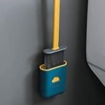 Anubhav Janni Silicone Toilet Brush With Self Adhesive Wall Hook Holder Anti Drip Non Slip Long Handle Quick Easy Cleaning Bathroom Cleaner Swestern Indian Toilets Bathroom (Pack Of 1 Pcs) - Image 3