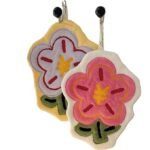 Anubhav Janni Flower Coral Hand Towels Cute Shaped Hanging Towels with Loop Soft Absorbent Kitchen Bathroom Colorful Floral Design ( pack of 1 )