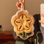 Anubhav Janni Flower Coral Hand Towels Cute Shaped Hanging Towels with Loop Soft Absorbent Kitchen Bathroom Colorful Floral Design ( pack of 1 ) - Image 2